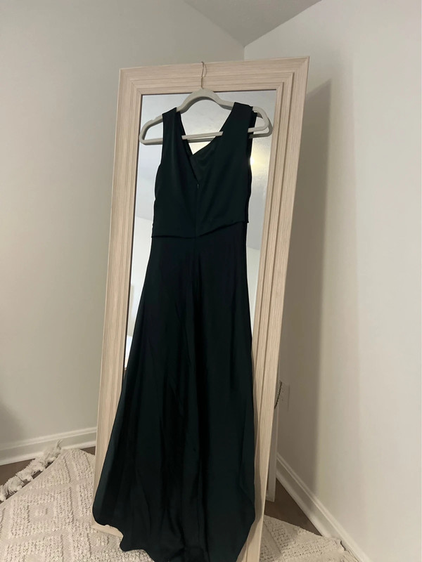 BHLDN forest green gown 5