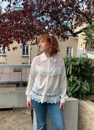 Chemise col maxi vintage dentelle , brand: Vintage, condition: Very good, size: L / 40 / 12, €20.00, €21.70 includes Buyer Protection