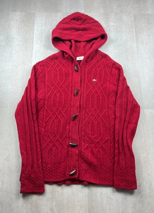 Manteaux Veste à Capuche Lacoste Vintage à Motifs En Laine Logo Brodé | Taille M | Rouge, brand: Lacoste, condition: Very good, size: M, €24.00, €25.90 includes Buyer Protection