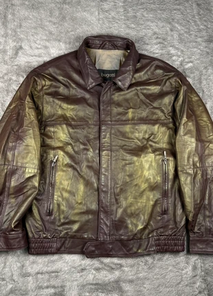 Vintage Bugatti Genuine Lamb Leather Jacket Brown Green Patina – Rare Retro Bomber Style, marca: Bugatti, estado: Muito bom, tamanho: XL, €40.00, €42.70 inclui Proteção do Comprador