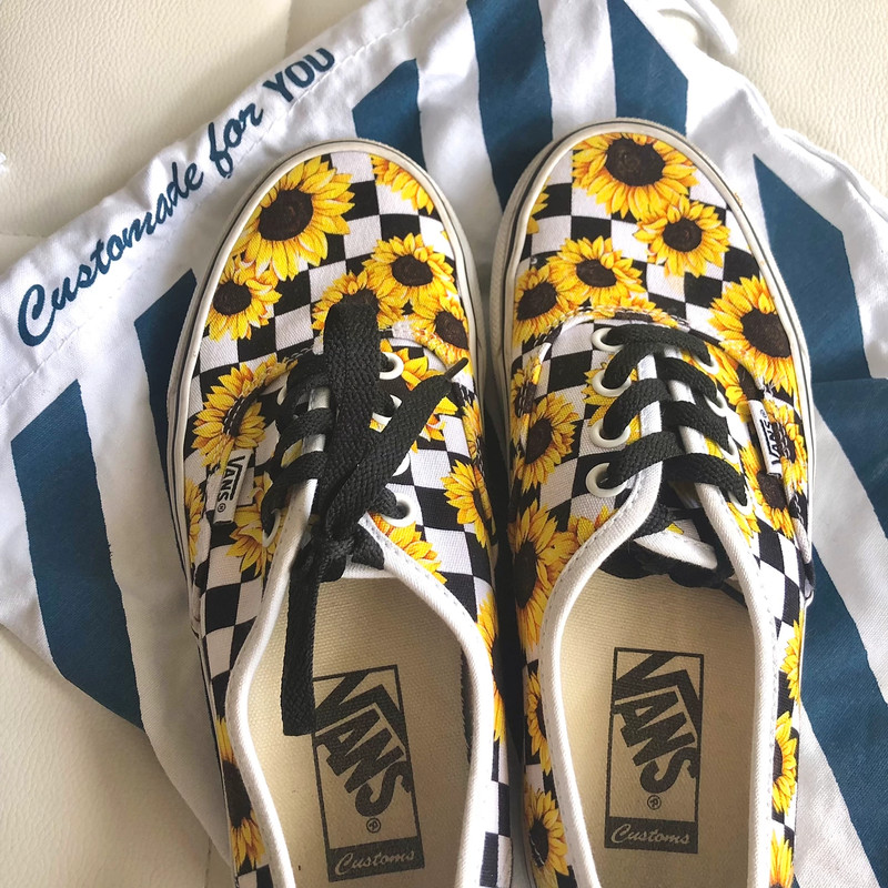 Vans checkered sale sunflower shoes