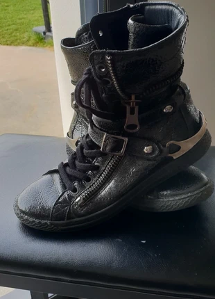 Baskets montantes en vernis craquelé noir , marca: Philippe Morvan, estado: Muy bueno, tamaño: 36, 25,00 €, 26,95 € Protección al comprador incluida