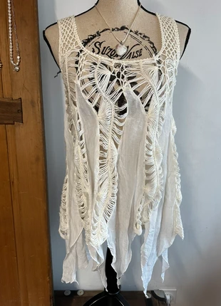 Top en maille et tissus asymétrique féerique fairy Ibiza Summer, brand: Vintage Dressing, condition: Very good, size: L / 40 / 12, €15.00, €16.45 includes Buyer Protection Pro