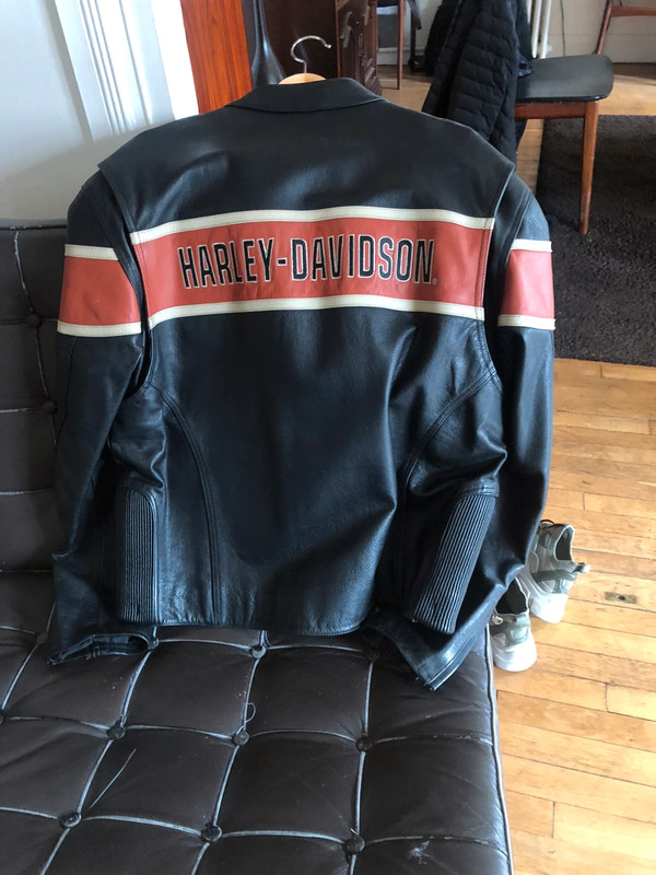 Veste Harley Davidson homme en cuir noir, XL