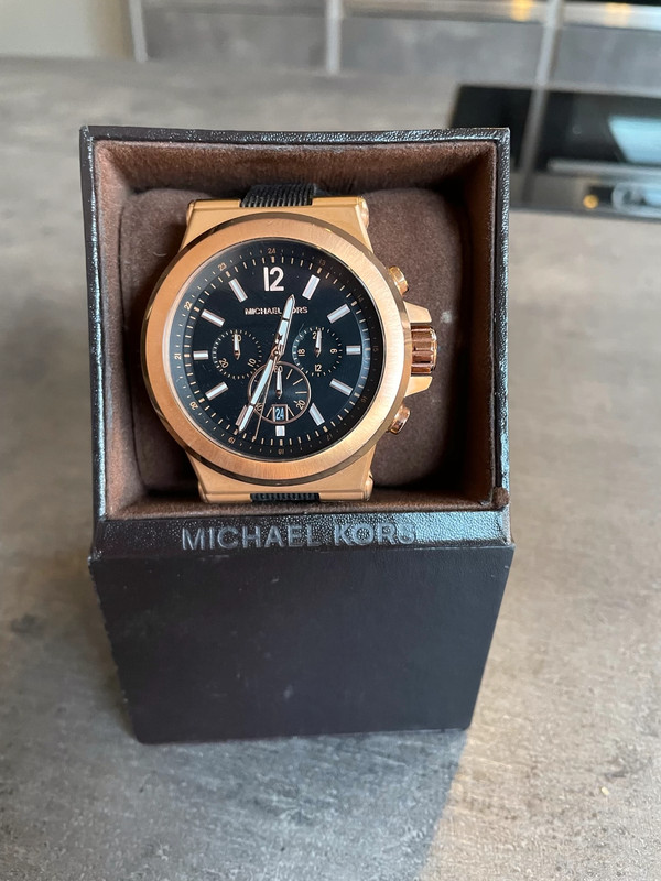 Michael kors men's rose clearance gold and black watch