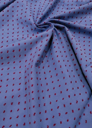 Tela plumeti Azul, mota Roja 100% algodón – para costura, moda infantil o blusas, marca: Coton, estado: Nuevo con etiquetas, 13,50 €, 14,18 € Protección al comprador incluida