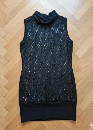 Robe noire moulante sans manche – Col roulé, sequins, mini-jupe – Taille 36/38, marca: Inconnu, estado: Bueno, tamaño: S / 36 / 8, 3,10 €, 3,96 € Protección al comprador incluida