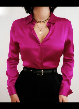 Chemise rose fushia / rose vif en matière effet satin, brand: Shein, condizioni: Ottime, taglia: S / IT 40 / EU 36, €6.50, €7.53 include la Protezione acquisti