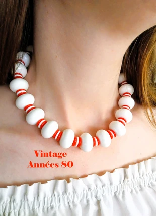 Collier de Perles Rouges et Blanches – Style Pin-up Rockabilly Années 50, marque: Vintage Dressing, état: Très bon état, 10,00 €, 11,20 € Protection acheteurs (Pro) incluse