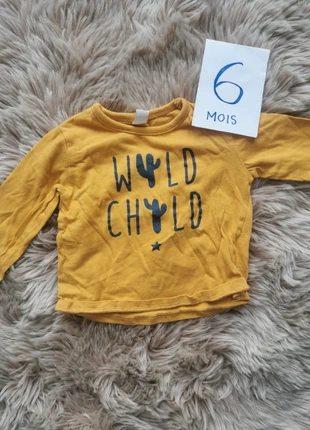 Tee shirt majanches longues moutarde 6mois, brand: TEX, condition: Good, size: 3-6 months / 62 cm, €1.00, €1.75 includes Buyer Protection
