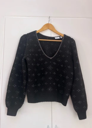 Pull noir avec motifs argentés, Vila clothes, marca: Vila, estado: Nuevo sin etiquetas, tamaño: M / 38 / 10, 12,00 €, 13,30 € Protección al comprador incluida