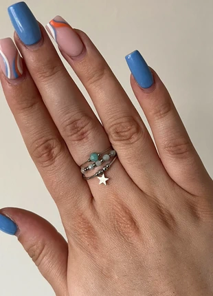 Bague multi-rangs en pierre d’Amazonite, condition: Very good, size: Adjustable, €19.00, €20.65 includes Buyer Protection Pro