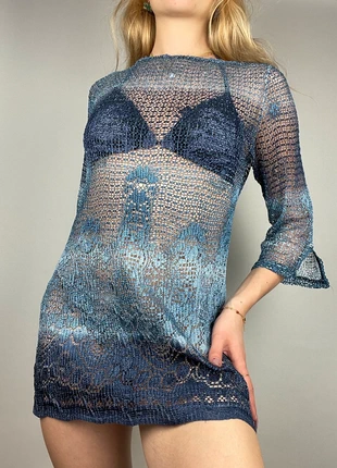 Robe de plage y2k en résille bleu vintage babydoll dress, brand: y2k, condition: Very good, size: S / 36 / 8, €20.00, €21.70 includes Buyer Protection