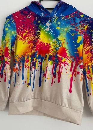 sweat à capuche tâches de peinture 7 ans, marca: Shein, estado: Muito bom, tamanho: 7 anos / 122 cm, €3.00, €3.85 inclui Proteção do Comprador