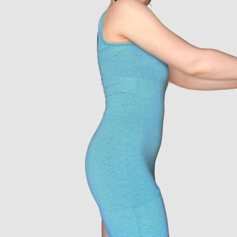 super soft thin blue striped bodycon dress 4