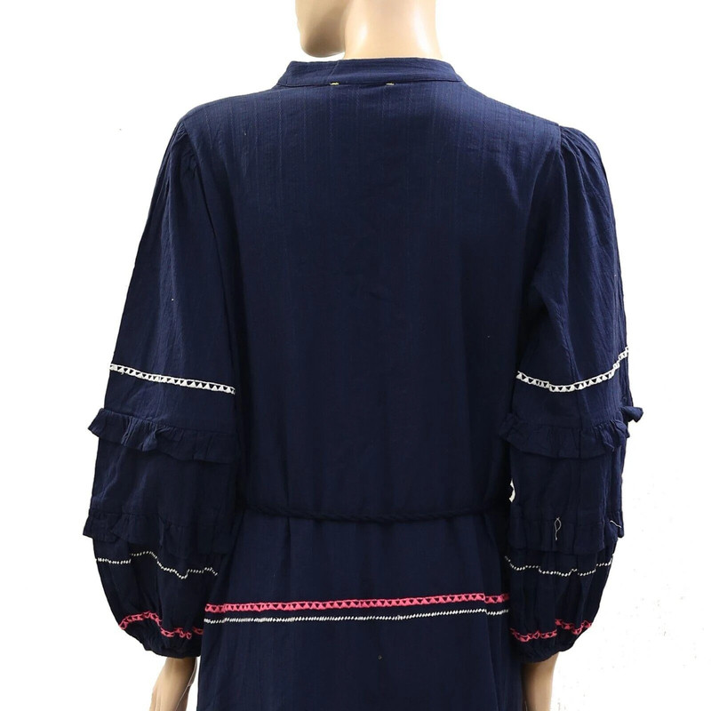 Kerri Rosenthal Pheobe Cotton Midi Dress Embroidered Ruffle Tiered S New 271080 4