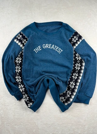 Pull vintage avec motif et broderie - Bleu - Taille M, marca: Vintage Dressing, estado: Muito bom, tamanho: M, €12.90, €14.25 inclui Proteção do Comprador