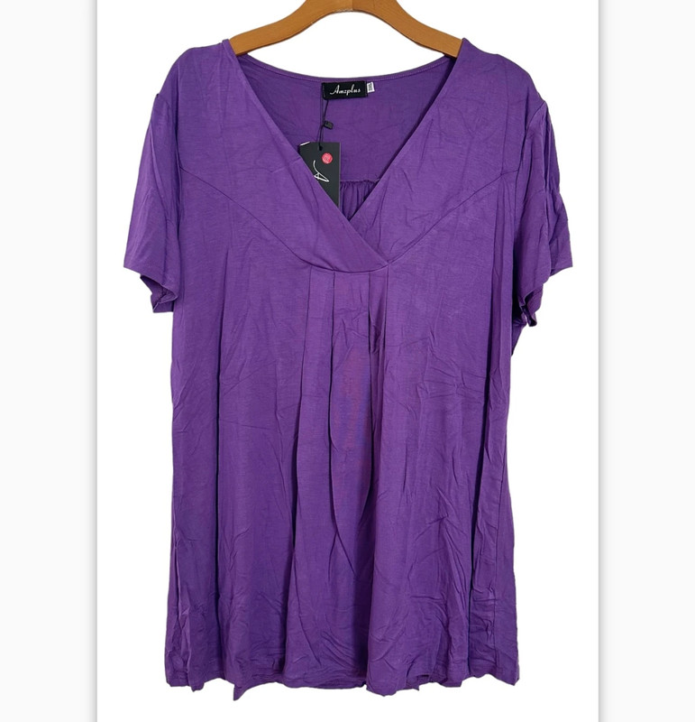 NWT - Amzplus Plus Women's purple Short Sleeve Top, Size 3X 1