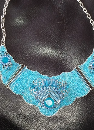 Magnifique collier bleu en perles et turquoise bohème, marque: Boheme, état: Très bon état, 55,00 €, 58,45 € Protection acheteurs incluse