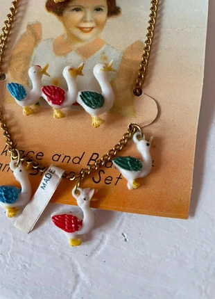Vintage celluloid child jewelry set ~ Ducks, marca: Little Miss, estado: Nuevo con etiquetas, 16,95 €, 18,50 € Protección al comprador incluida