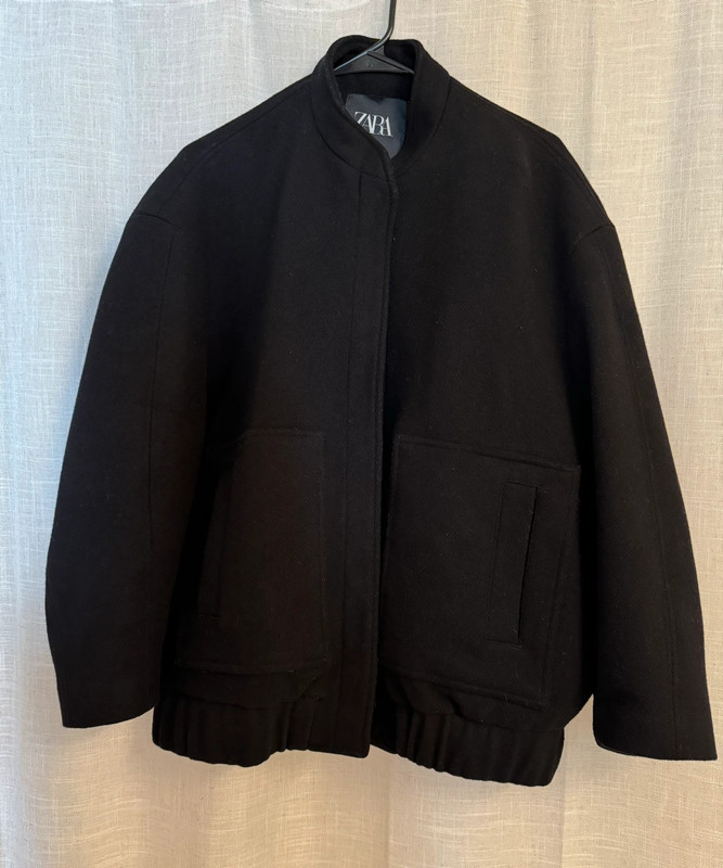 Black Zara ZW collection wool bomber jacket 2