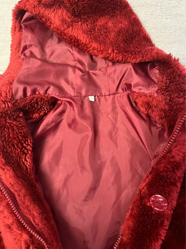 Manteau en fourrure rouge à capuche 6 ans vintage - photo numéro 4