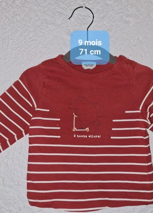 Tshirt manche longue rouge rayé 9 mois, marca: Tape à l'œil, estado: Muy bueno, tamaño: 6-9 meses / 68 cm, 1,49 €, 2,26 € Protección al comprador incluida