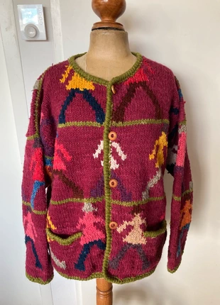 Superbe cardigan en laine motif bolivien 40/46, brand: Amano, condition: Very good, size: XL / 42 / 14, €120.00, €126.70 includes Buyer Protection