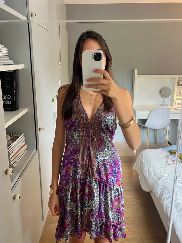 Robe à motif dos violet/rose 1