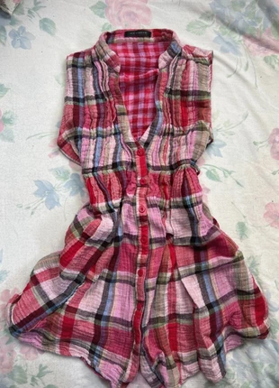 Pink & Blue Plaid Crinkle Babydoll Tank Top – QED London UK 12 Y2K Country Cottagecore, brand: QED London, condition: Very good, size: L / UK 16-18, £14.00, £15.40 includes Buyer Protection Pro