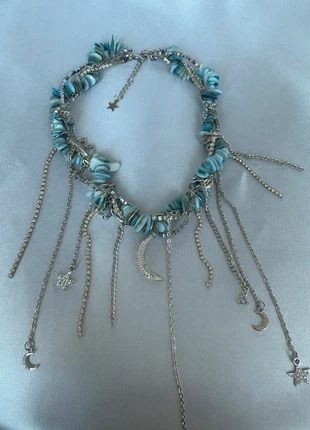 Choker multichaines étoiles croix lune, condition: Very good, €115.00, €121.45 includes Buyer Protection Pro