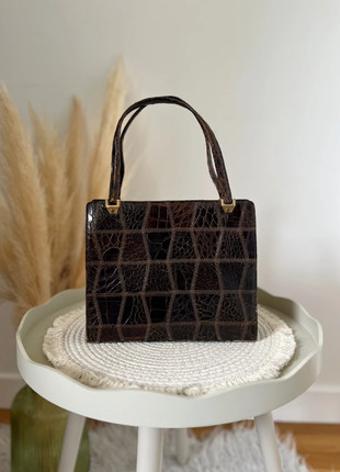 Sac à main vintage d’exception en cuir effet crocodile, marque: Vintage Dressing, état: Bon état, 14,99 €, 16,44 € Protection acheteurs incluse