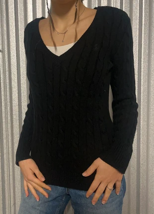 Torsadé Ralph Lauren noir pull col V femme hiver sweat cable knit vneck V-PURL7, brand: Ralph Lauren, condition: Very good, size: XS / 34 / 6, €49.90, €53.10 includes Buyer Protection Pro