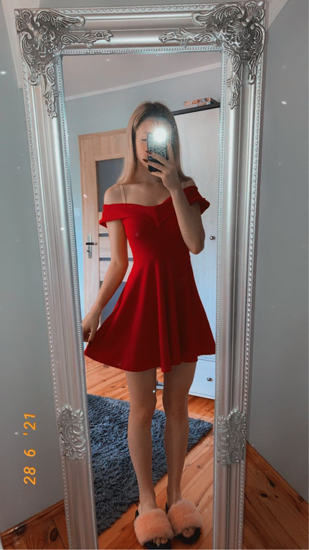 Syntetyczny 50 Obraz czerwona sukienka missguided /pl