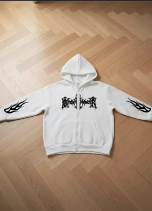 Sweat à capuche goth/streetwear 🔥 blanc noir alternatif, brand: Street Ziper, condizioni: Ottime, taglia: M, €44.99, €47.94 include la Protezione acquisti