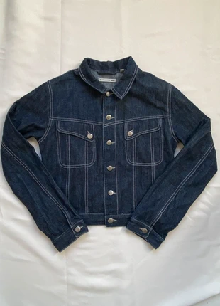 Vintage crop jean jacket dark wash white topstitching, brand: Vintage Dressing, condition: Very good, size: L / 40 / 12, €22.00, €23.80 includes Buyer Protection