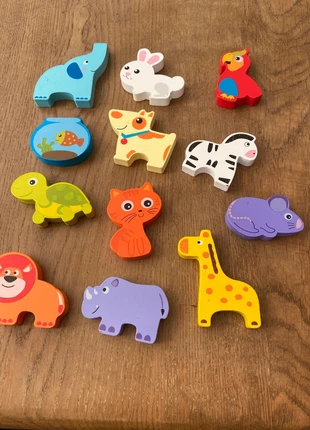 Lot animaux en bois à manipuler, marca: Djeco, estado: Muito bom, tamanho: 18-24 meses / 86 cm, €4.00, €4.90 inclui Proteção do Comprador