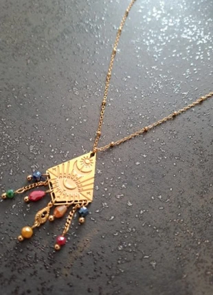 🌹Collier fantaisie en métal inoxydable et pierres naturelles, merk: STEEL, staat: Nieuw zonder prijskaartje, € 8,00, € 9,10 inclusief Kopersbescherming