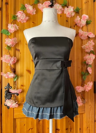 Satin Peplum Babydoll Top | Strapless Bow Waist | Elegant Silhouette | 787., brand: babydoll, condition: Very good, size: M / 38 / 10, €28.00, €30.10 includes Buyer Protection