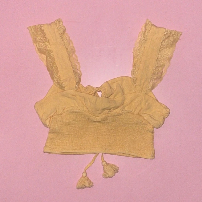 Forever21 Yellow Linen Crop Top 2