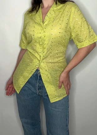 Deadstock 1990s green cottage core hippie country western bohemian folklore gipsy embroidery blouse, merk: Vintage, staat: Heel goed, maat: XL / 42 / 14, € 12,50, € 13,83 inclusief Kopersbescherming Pro