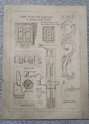 Rowallan castle, ayrshire - details of a wardrobe - antique/vintage print - 1888, brand: NO LABEL, condition: Good, £8.99, £10.14 includes Buyer Protection Pro