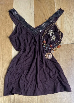 top vintage débardeur marron y2k, merk: Vintage Dressing, staat: Heel goed, maat: M / 38 / 10, € 5,00, € 5,95 inclusief Kopersbescherming