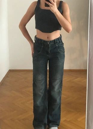 Vintage 90s / 00s stone washed zipper detail straight wide leg denim jeans with cool pockets, marke: Hot & Spicy, zustand: Gut, größe: S / 36 / 8, 29,00 €, 31,15 € inklusive Vinted-Käuferschutz