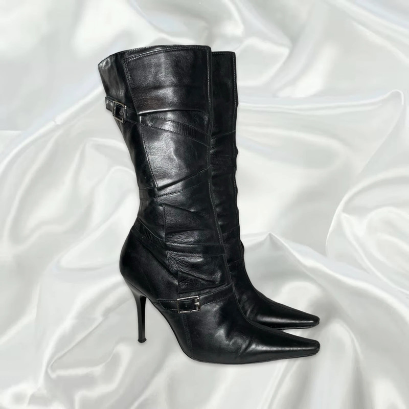 Black calf high boots on sale