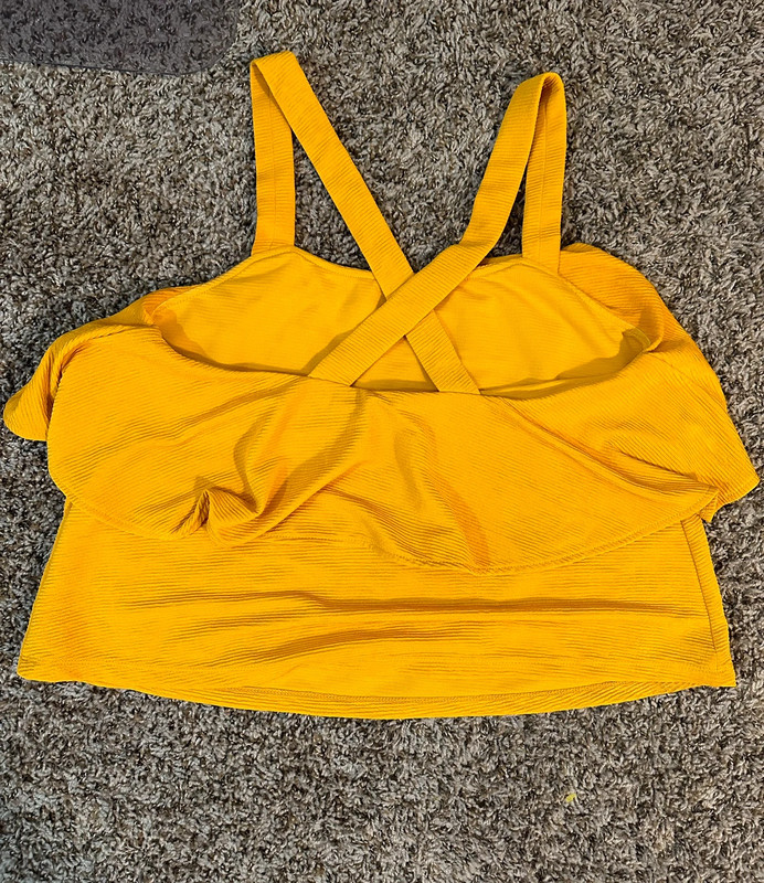 Madewell Yellow Criss Cross Ruffle Tank Top Size L 3