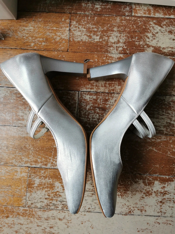 Buty ślubne szpilki taneczne srebrne  38 skóra naturalna  5
