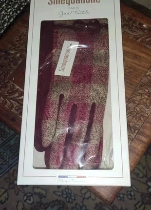 gants à carreaux tactile couleur bordeaux & beige taille S/M, marca: Sinéquanone, estado: Nuevo con etiquetas, tamaño: M, 12,00 €, 13,30 € Protección al comprador incluida