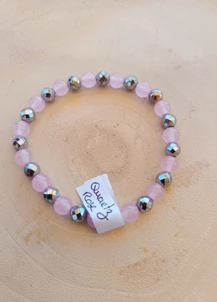 Bracelet en pierre naturelle de quartz rose, merk: créa 'Dolce, staat: Heel goed, € 9,90, € 11,10 inclusief Kopersbescherming