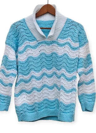 Pull vintage bleu et blanc en maille tricot. Taille M. Vintage dressing, marke: Fait Main, zustand: Sehr gut, größe: M / 38 / 10, 8,50 €, 9,63 € beinhaltet Vinted-Käuferschutz Pro